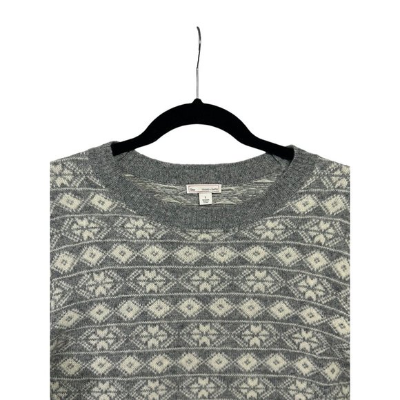 GAP lambs wool blend gray white aztec southwestern sweater pullover top‎ size L - Picture 3 of 9